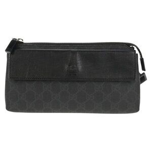 GUCCI GG Supreme Waist bag PVC Black Silver 161833 Auth 146624V